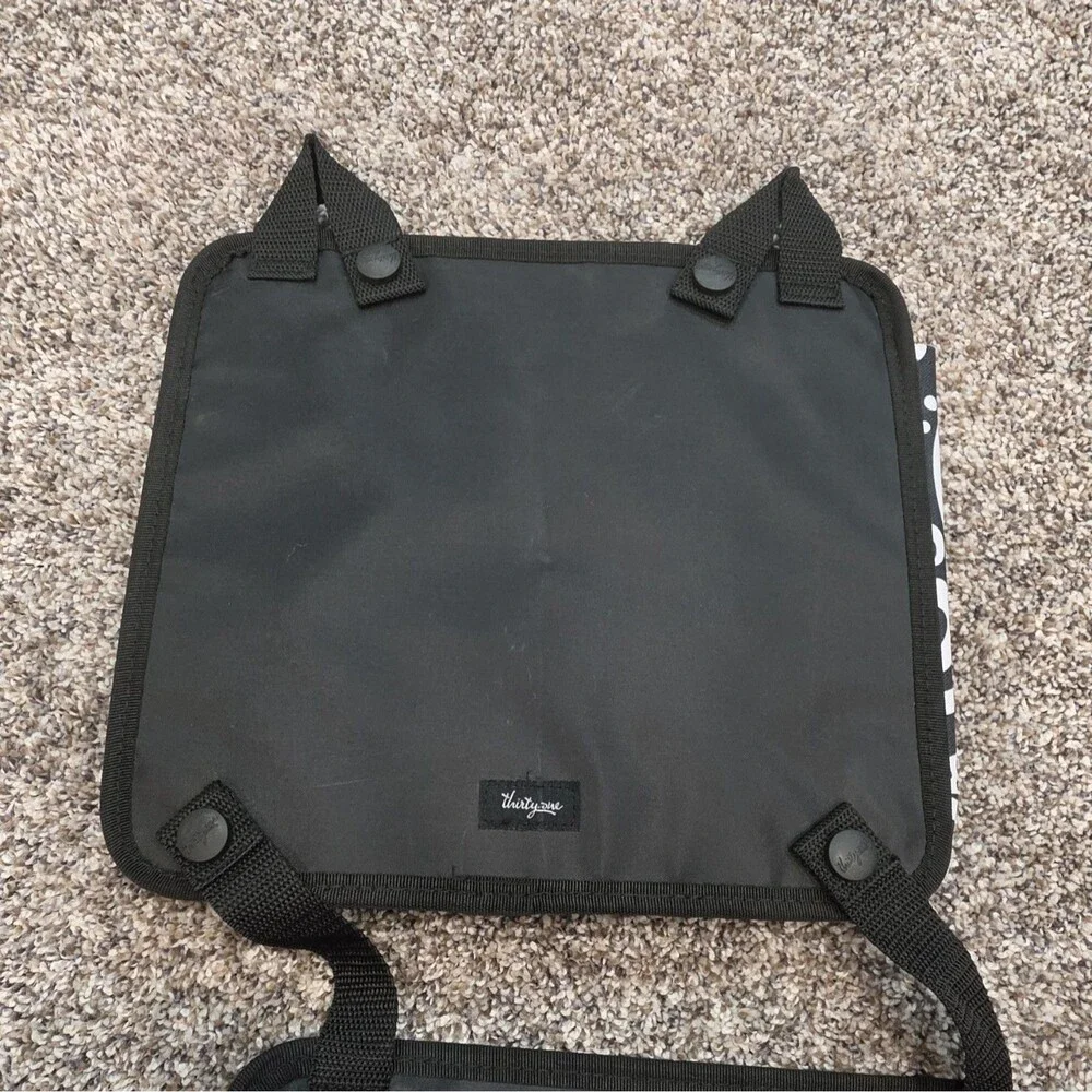 Thirty-One Black White Paisley Folding Expandable Multi-Compartment Hanging Bag